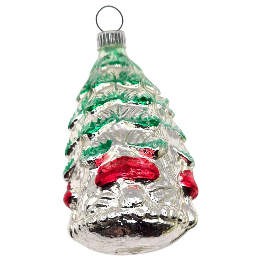 Vtg West Germany Merury Glass Christmas Tree Ornament 3.5" Ges Gesch Santa Face - Picture 2 of 8